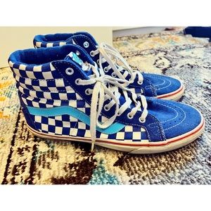 Vans blue and white checkered old school hi-tops
